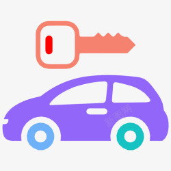 icon车租车停靠点租车汽车车钥匙图标高清图片