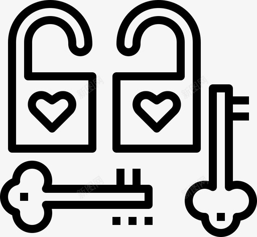 情侣锁心钥匙图标svg_新图网 https://ixintu.com 婚礼爱情 心 情侣锁 挂锁 爱情 钥匙