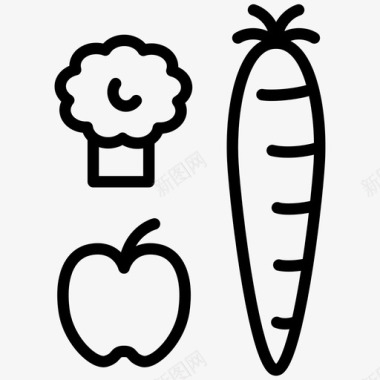 采购产品水果和蔬菜苹果花椰菜图标图标