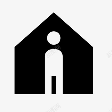 一个人在家房子孤独图标图标