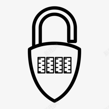 挂锁组合锁打开密码安全图标图标