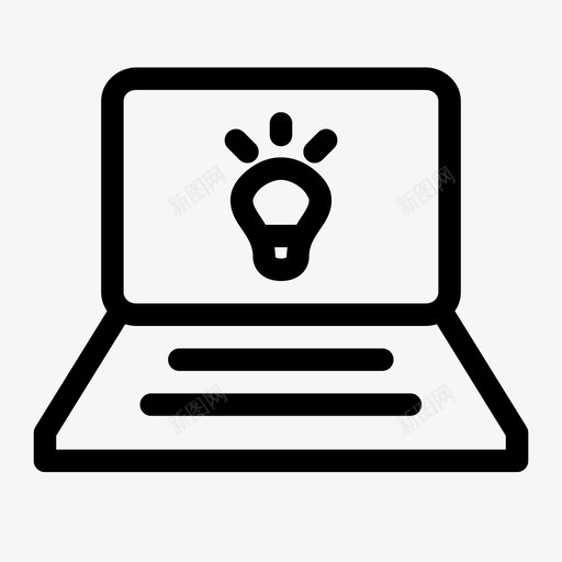 笔记本电脑的想法聪明灯图标svg_新图网 https://ixintu.com 屏幕 思考 灯 笔记本电脑的想法 聪明