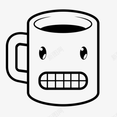 咖啡鬼脸咖啡杯表情图标图标