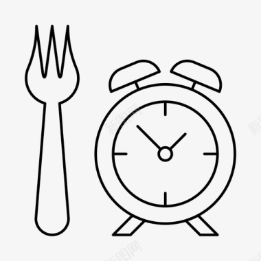 晚餐时间闹钟叉子图标图标