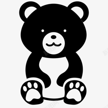 黑熊动物毛绒绒图标图标