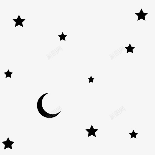 星夜天上月亮图标svg_新图网 https://ixintu.com 天上 天空 星夜 星星 月亮
