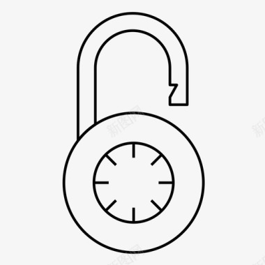 圆形组合锁打开密码安全图标图标
