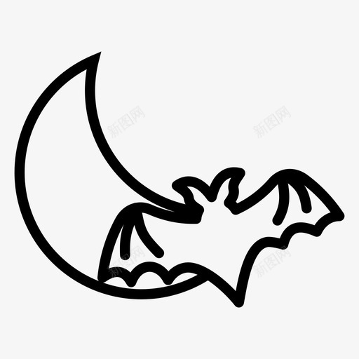万圣节之夜蝙蝠月亮图标svg_新图网 https://ixintu.com 万圣节之夜 恐怖 月亮 蝙蝠