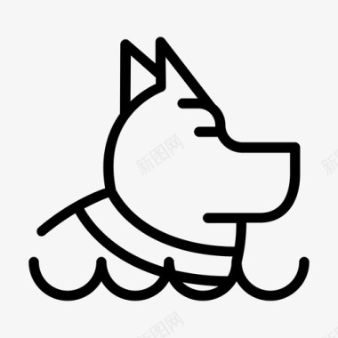 游泳狗水波浪图标图标