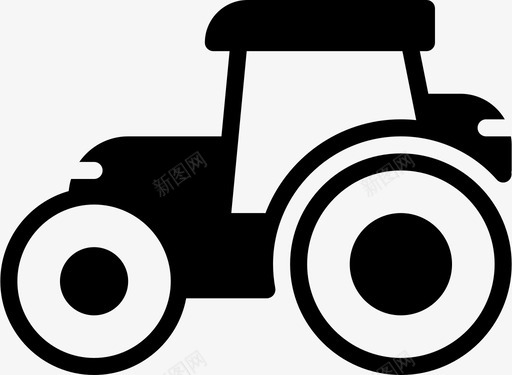 拖拉机实心黑色农用图标图标