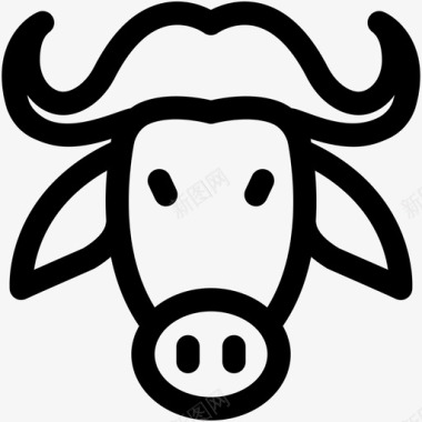牛动物和鸟可爱的图标图标