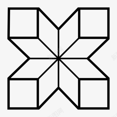 立方体星形向上图标图标
