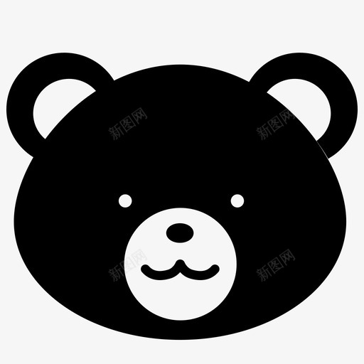 黑熊动物脸图标svg_新图网 https://ixintu.com 动物 泰迪 熊 脸 黑熊