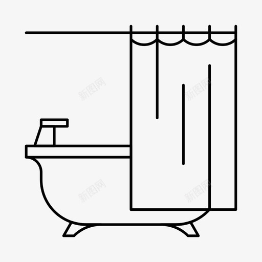 带窗帘的浴缸浴室淋浴图标svg_新图网 https://ixintu.com 家 带窗帘的浴缸 水 浴室 淋浴