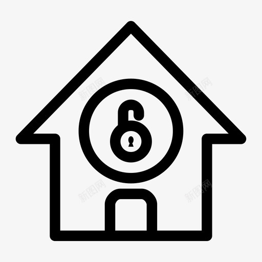 没有保护的房子家锁图标svg_新图网 https://ixintu.com 家 挂锁 没有保护的房子 锁