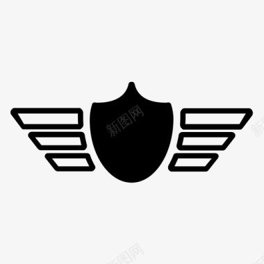 飞行员徽章奖章飞行员翅膀徽章图标图标