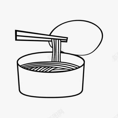 方便面碗筷子图标图标