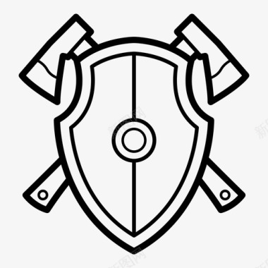 盾牌和斧头守卫保护图标图标