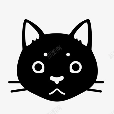 黑猫动物猫脸图标图标