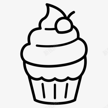 糖霜樱桃纸杯蛋糕糖霜纸杯蛋糕图标图标