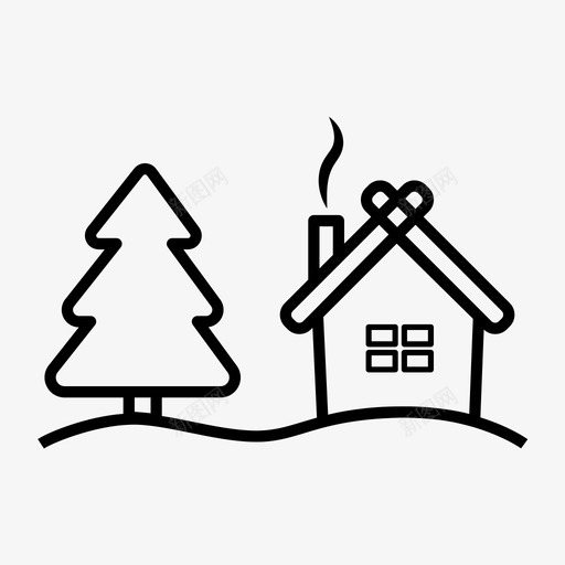 家森林房子图标svg_新图网 https://ixintu.com 冬天 圣诞 家 房子 树 森林