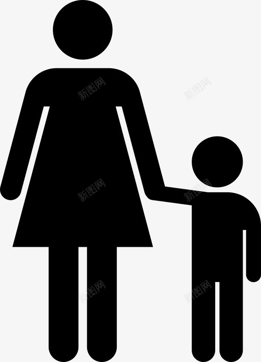 妈妈抱着儿子孩子牵手图标svg_新图网 https://ixintu.com 厕所标牌 妈妈抱着儿子 孩子 家长 牵手