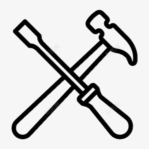 锤子和螺丝刀施工修理图标svg_新图网 https://ixintu.com 修理 工具 施工 锤子和螺丝刀