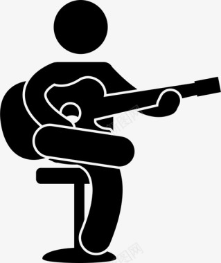 弹吉他的人吉他手人图标图标