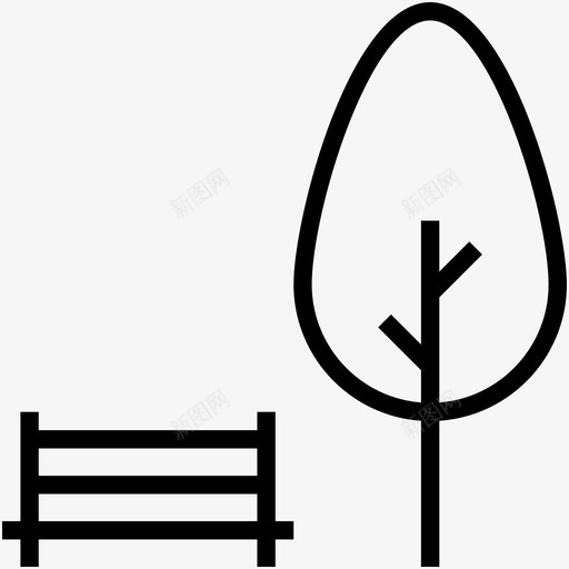 公园长凳环境图标svg_新图网 https://ixintu.com 公园 多媒体线图标 树木 环境 自然 长凳