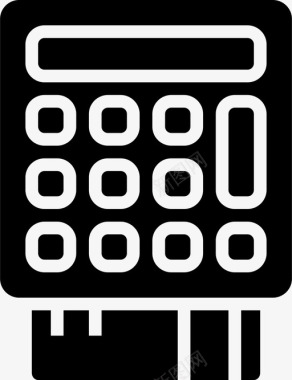 信用卡读卡器芯片和pin固态图标图标