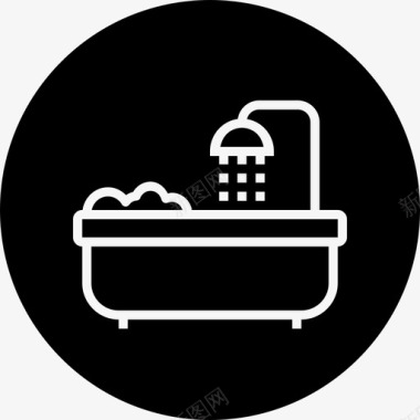 浴缸浴室淋浴器图标图标