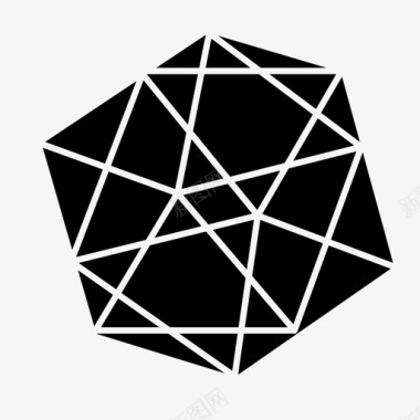 二十面体几何三维图标图标