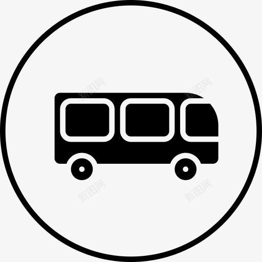公共汽车公共交通工具卡车图标svg_新图网 https://ixintu.com 公共交通工具 公共汽车 卡车 车辆 车辆和圆形固体运输工具 面包车