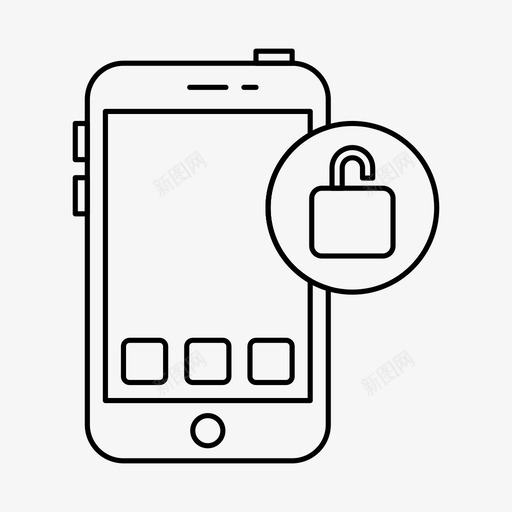 解锁手机设备手机图标svg_新图网 https://ixintu.com webmobiledev 安全 手机 智能手机 解锁手机 设备