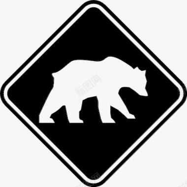 熊路标动物十字路口图标图标