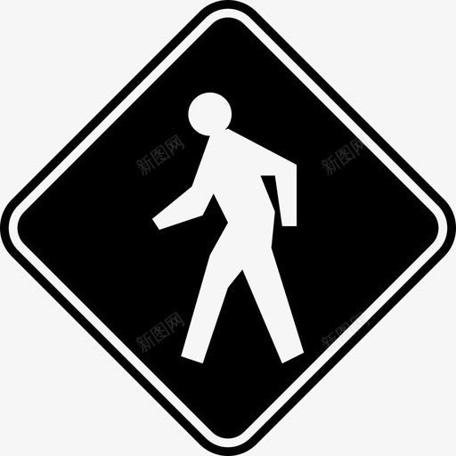 人行横道标志黑色路标图标svg_新图网 https://ixintu.com 人行横道标志 黑色路标