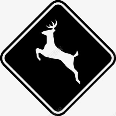 鹿路标动物十字路口图标图标