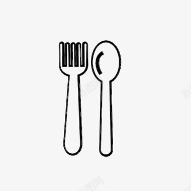 叉子和勺子食物餐馆图标图标