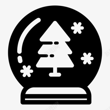雪球圣诞松树图标图标