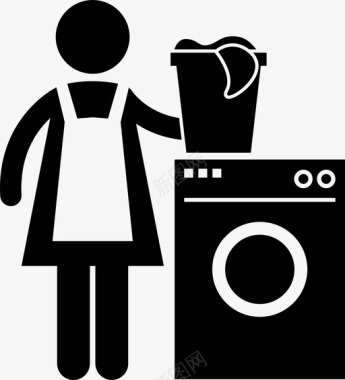女人洗衣服篮子脏衣服图标图标