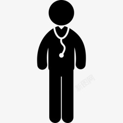 挂着听诊器医生站着脖子上挂着听诊器健康装图标高清图片