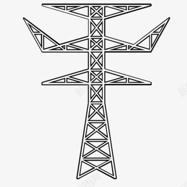 输电塔连接电力图标图标