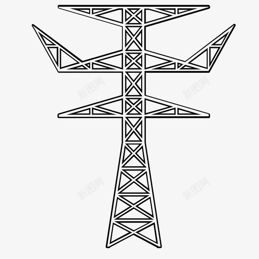 输电塔连接电力图标svg_新图网 https://ixintu.com 电力 电压 结构 输电塔 连接