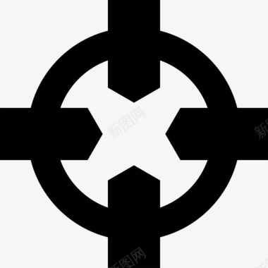 四个指向圆心的箭头启动图标图标