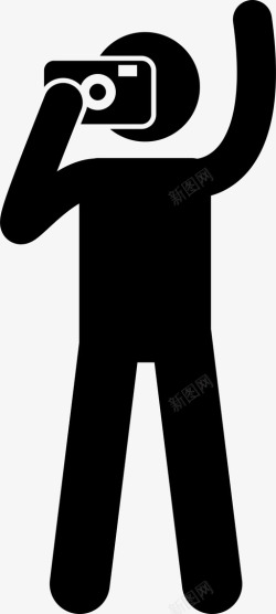 男人自拍男人拍照相机人图标高清图片