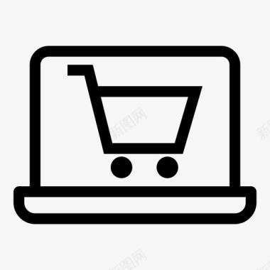 笔记本电脑购物车商业网上商店图标图标