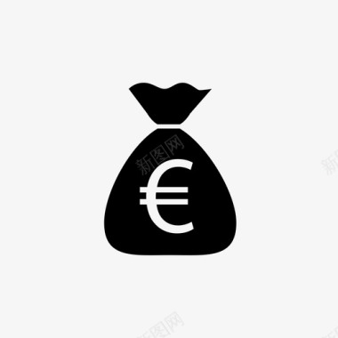 欧元钱袋现金储蓄图标图标