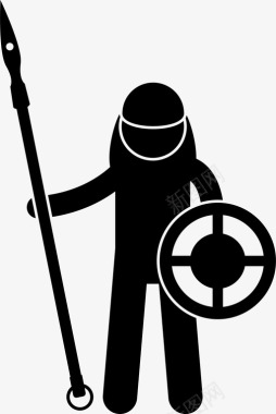 中世纪士兵带盾牌有士兵图标图标