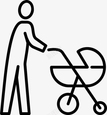 婴儿车婴儿父母和孩子图标图标