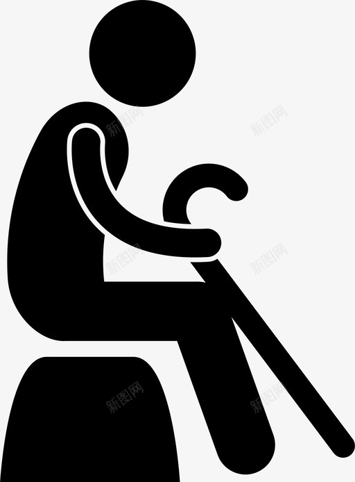 老人坐着坐着棍子图标svg_新图网 https://ixintu.com 坐着 有需要的人 棍子 老人坐着